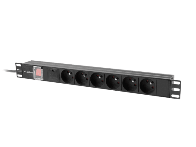 NAPÁJACÍ LIŠTA PDU 19" LANBERG 1U 10A 6X 230V PL 2M ČIERNA C14