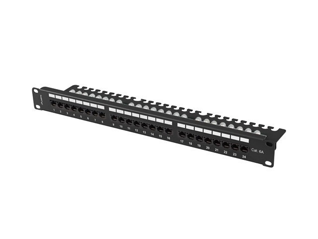 PATCH PANEL 24 PORTOV 1U 19" CAT.6A UTP S ORGANIZÉROM KÁBLOV LANBERG BLACK