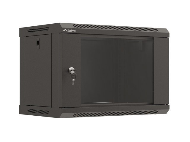 INŠTALAČNÝ RACK 19" 6U 540X350 ČIERNE SKLENENÉ DVERE LANBERG (PLOCHÉ BALENIE)