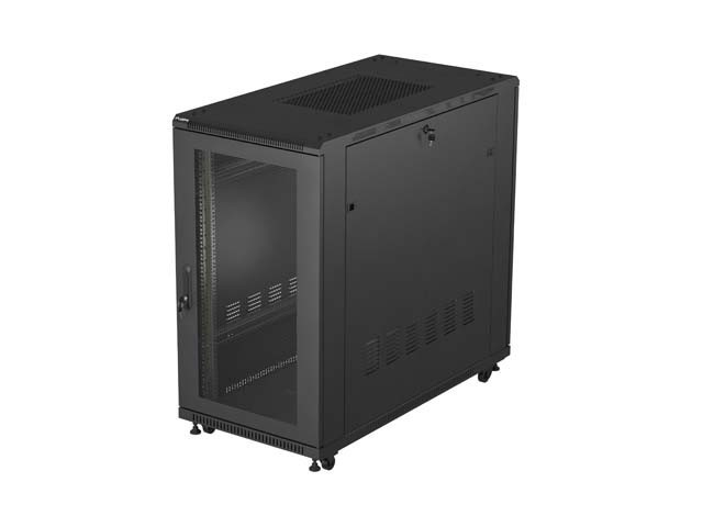 INŠTALAČNÁ SKRIŇA RACK 19" 22U 600X1200 ČIERNE PERFOROVANÉ DVERE LANBERG (PLOCHÉ BALENIE)