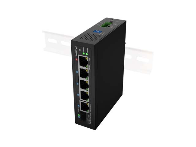 PREPÍNAČ LANBERG ILFE-4P-1GE-1S-90 LIGHT INDUSTRIAL POE 1XBT 3XAT SFP+ETH DIN FAST ETHERNET