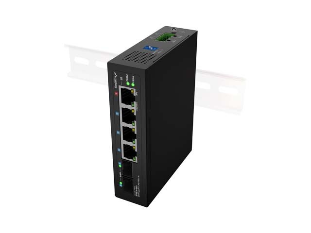 PREPÍNAČ LANBERG ILGE-4P-2S-90 LIGHT INDUSTRIAL POE 1XBT 3XAT 2XSFP DIN GIGABIT ETHERNET