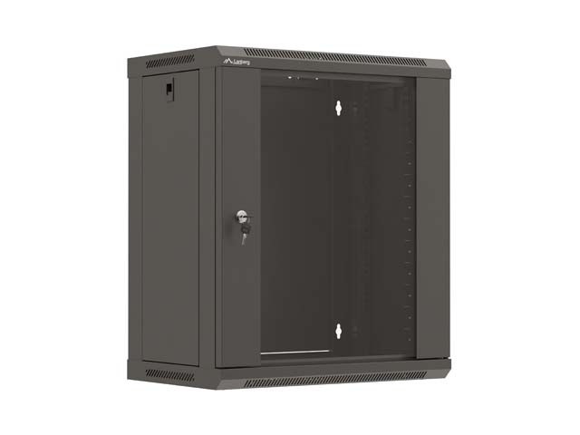 INŠTALAČNÝ RACK 19" 12U 540X350 ČIERNE SKLENENÉ DVERE LANBERG (PLOCHÉ BALENIE)
